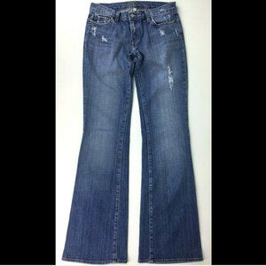 Bebe Distressed Low Rise Stretch Boot Cut Blue Jeans - US Size 28